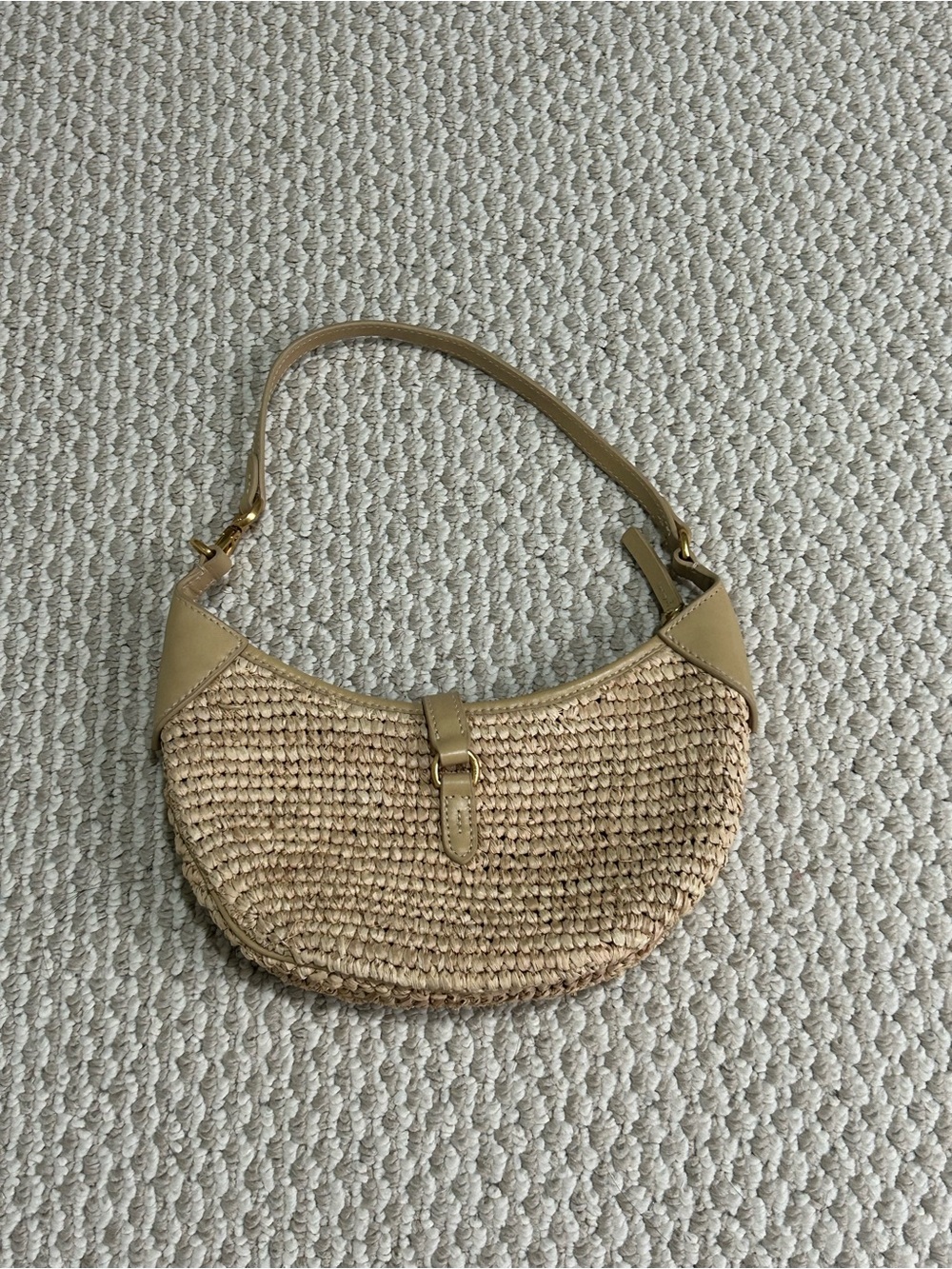 Polo Ralph Lauren Raffia Leather Shoulder Bag Woven Straw Purse One Size - Picture 2 of 3